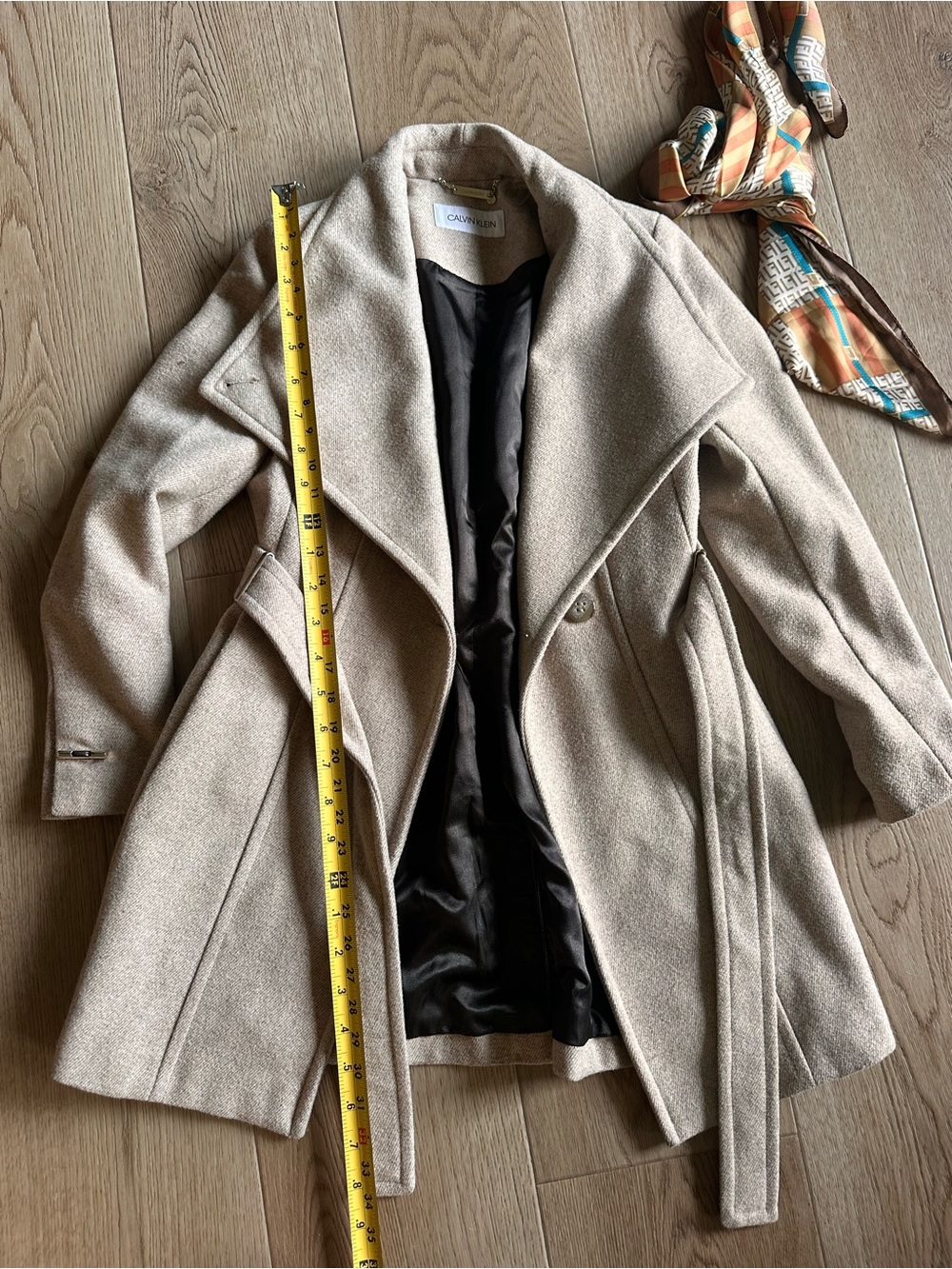⭐️LAST CHANCE⭐️ Calvin Klein PXXS Belted Asymmetrical Wool Coat Size P - Picture 16 of 17